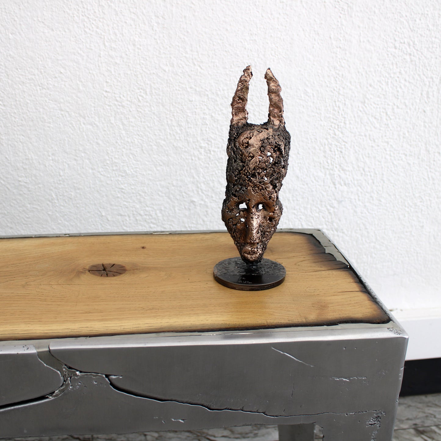 Masque Africain Mercredi 43-23- Sculpture metal série de 7 masques semainiers sénégal