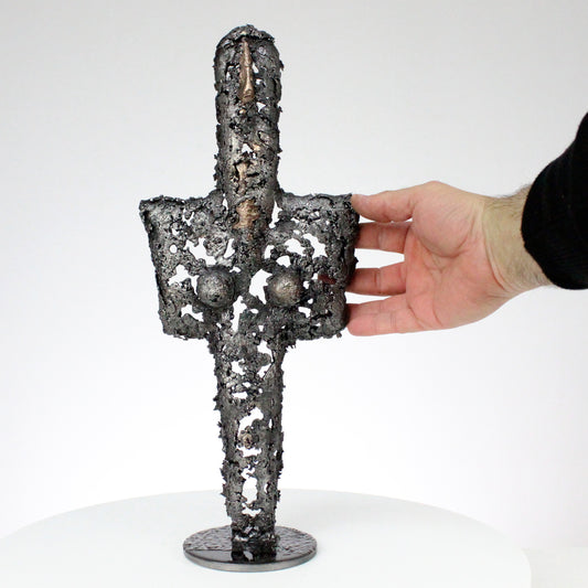 Idole CLXV - Sculpture métal corps bronze et acier - Buil