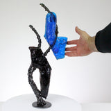 Idole CLXVI - Sculpture métal corps acier et pate de verre - Buil