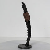 Un coeur de soie - Sculpture métal coeur en bronze sur ruban en dentelle acier