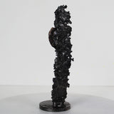 Un coeur de soie - Sculpture métal coeur en bronze sur ruban en dentelle acier