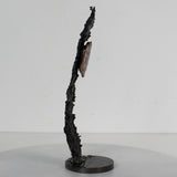 Un coeur de soie - Sculpture métal coeur en bronze sur ruban en dentelle acier