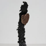 Un coeur de soie - Sculpture métal coeur en bronze sur ruban en dentelle acier