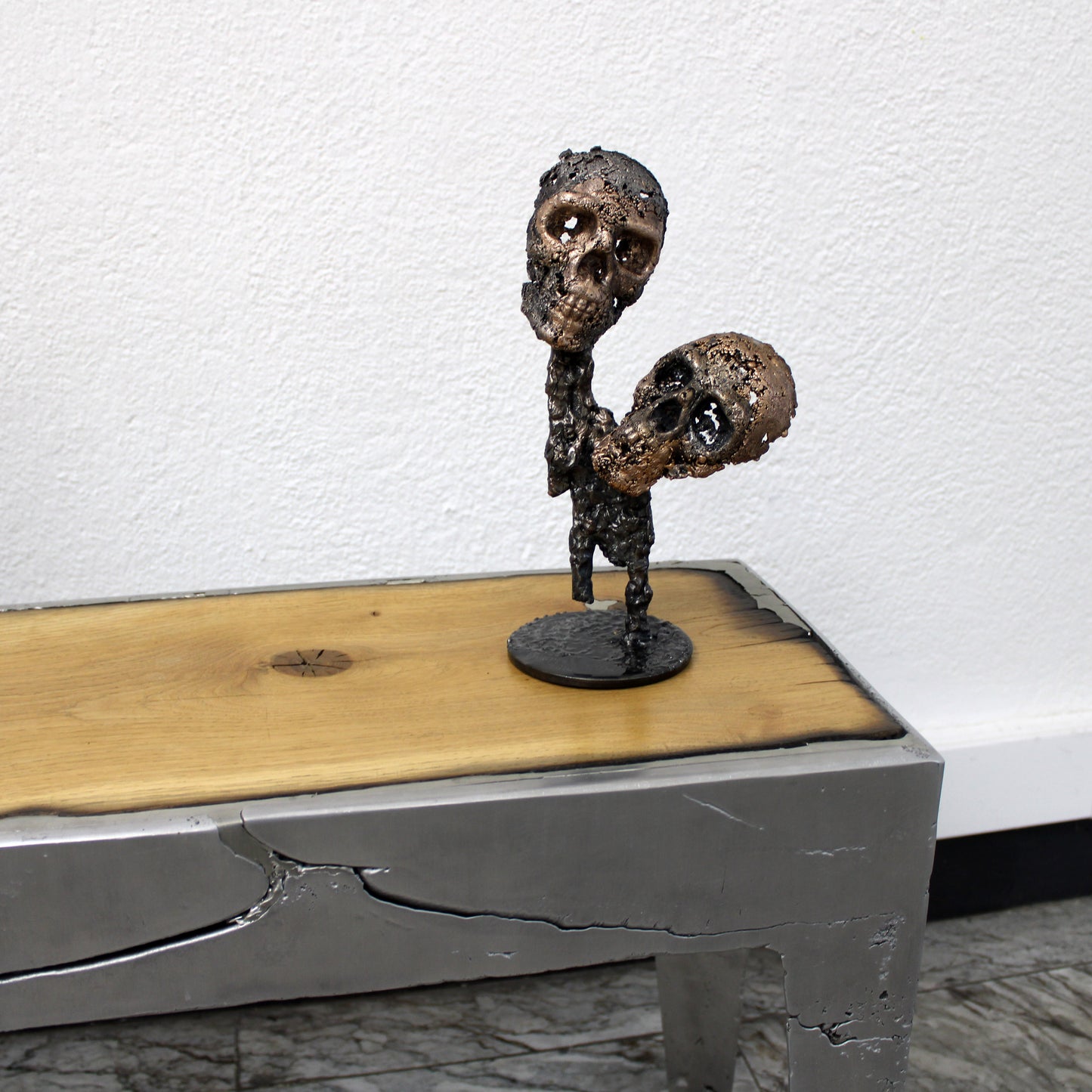 Eros et Agape 26-23 - Sculpture cranes dentelle metal acier bronze