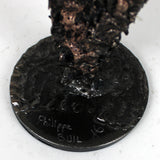 Flamme éléphant 30-23 - Sculpture animal metal - Tete elephant sur flamme acier bronze