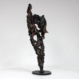 Flamme éléphant 30-23 - Sculpture animal metal - Tete elephant sur flamme acier bronze