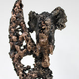 Flamme éléphant 30-23 - Sculpture animal metal - Tete elephant sur flamme acier bronze