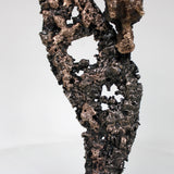 Flamme éléphant 30-23 - Sculpture animal metal - Tete elephant sur flamme acier bronze