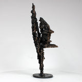 Flamme Rhinoceros 31-23 - Sculpture animal - tête rhinoceros sur flamme dentelle métal