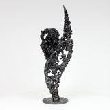 Flamme Rhinoceros 34-22 - Sculpture animal métal - tête rhinoceros sur flamme dentelle métal