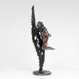 Flamme Rhinoceros 34-22 - Sculpture animal métal - tête rhinoceros sur flamme dentelle métal