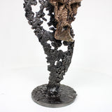 Flamme Rhinoceros 34-22 - Sculpture animal métal - tête rhinoceros sur flamme dentelle métal