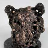 Tete lion 35-23 - Sculpture animaliere dentelle metal - Tete de lion bronze et acier