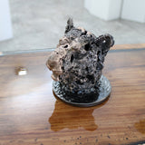 Tete lion 35-23 - Sculpture animaliere dentelle metal - Tete de lion bronze et acier