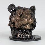 Tete lion 35-23 - Sculpture animaliere dentelle metal - Tete de lion bronze et acier