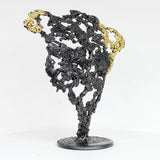Pavarti Azur - Sculpture torse homme dentelle metal et feuilles or 24 carats