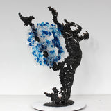 Belisama Bleu Mer - Sculpture buste femme metal et verre - Buil