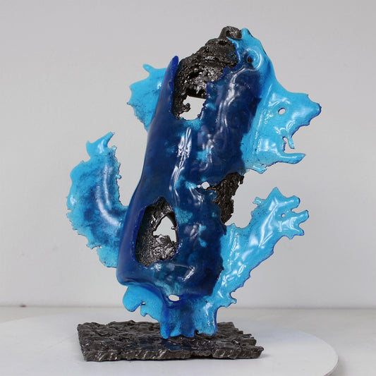 Bombe spray Bleu Mer - Sculpture pop art bombe spray en acier et verre - Buil