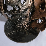 Une larme 1-24 - Sculpture visage dentelle métal acier et bronze