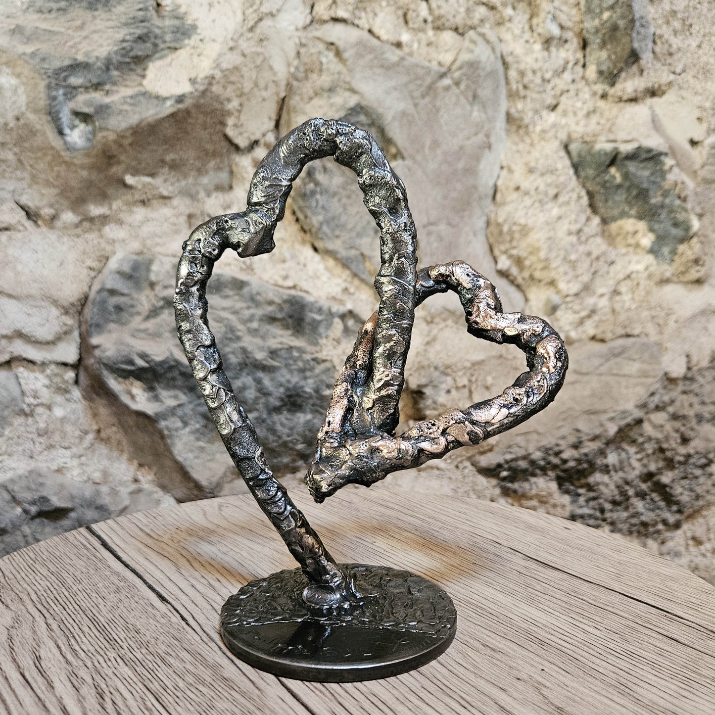 sculpture romantique contemporaine cœurs entremêlés