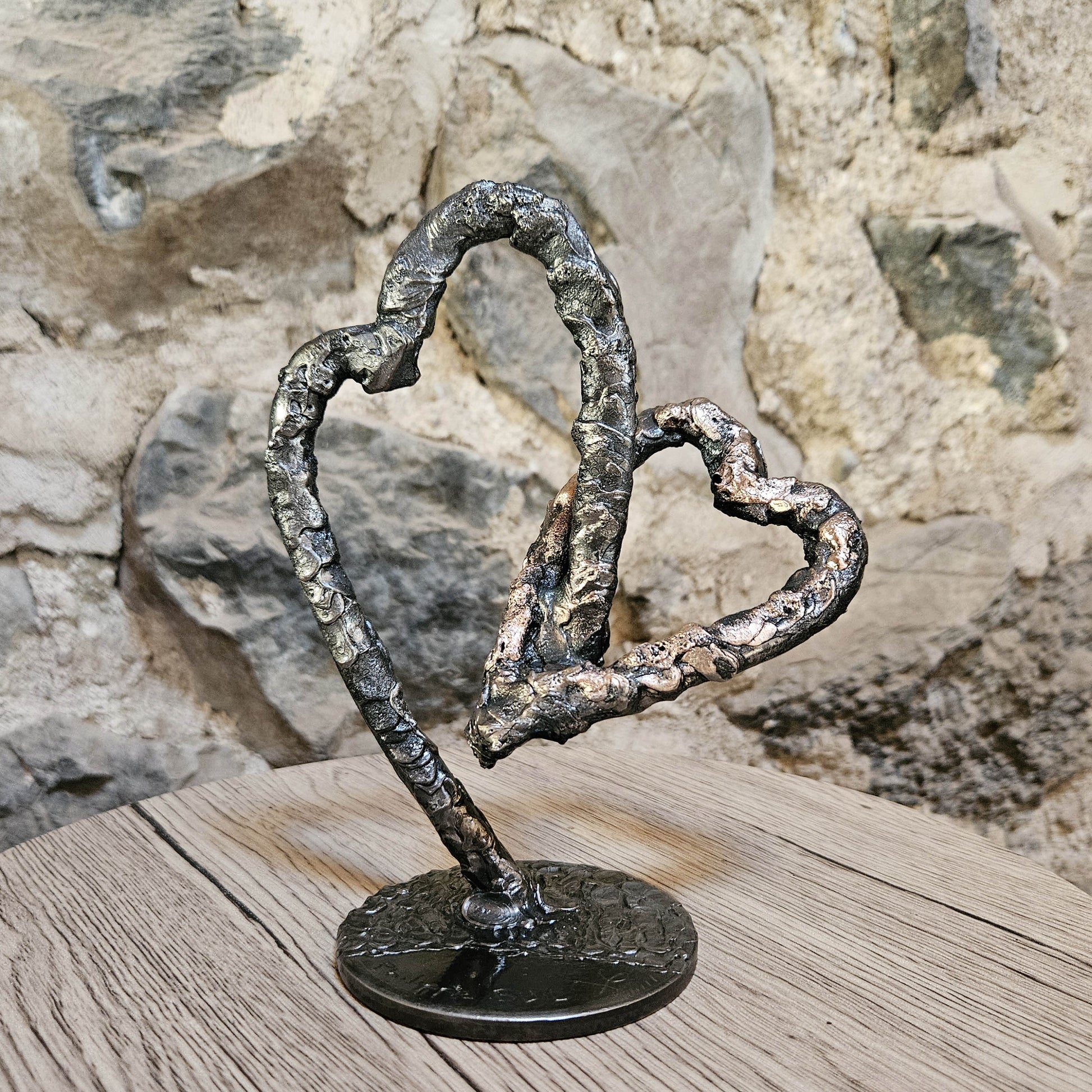 sculpture romantique contemporaine cœurs entremêlés