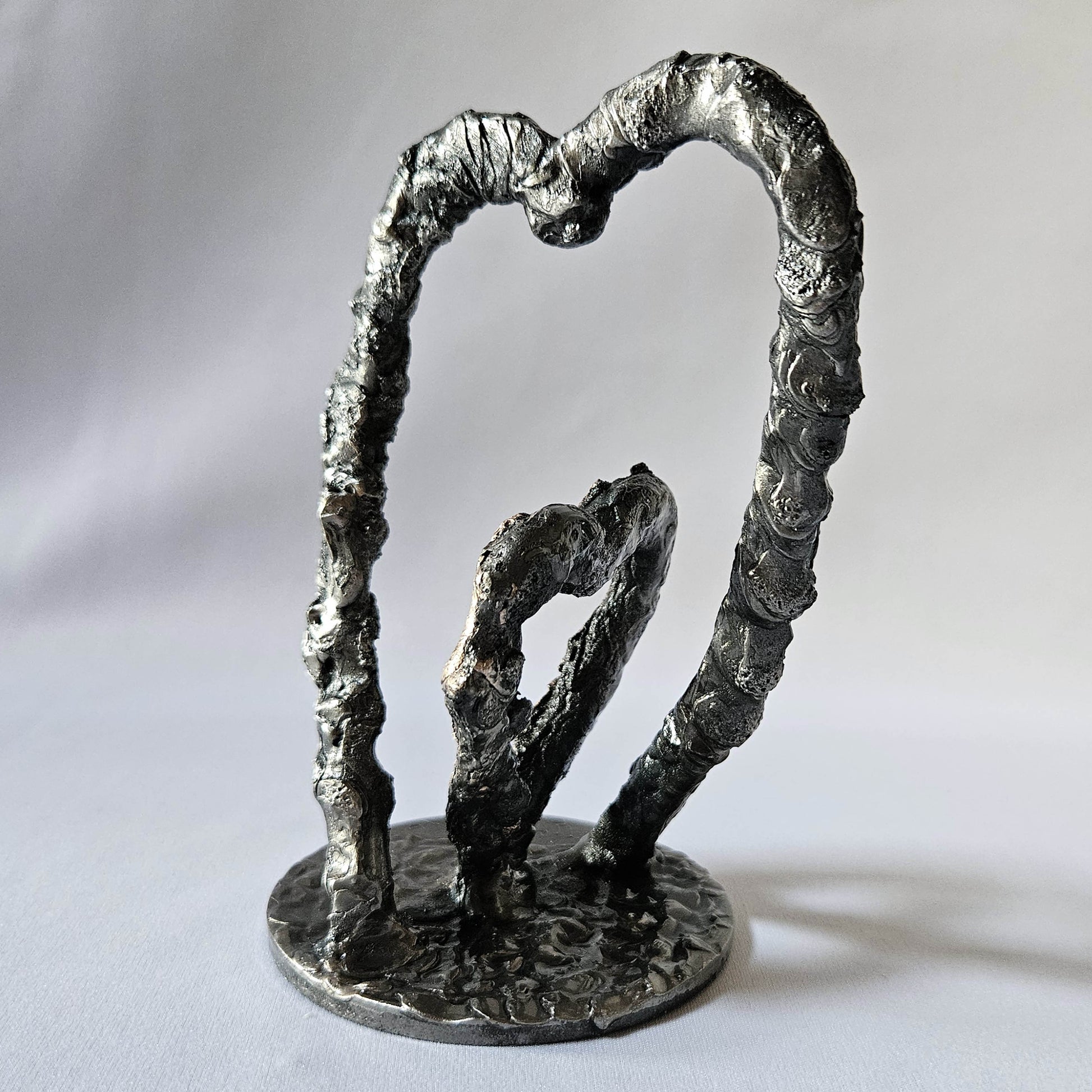 Coeur 2-25 - Sculpture coeurs en dentelle de métal bronze et acier