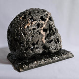 Vanité 3-24 - Sculpture crane metal dentelle acier et bronze