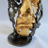 Une larme 35-24 - Sculpture visage dentelle métal et bois