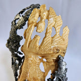 Une larme 35-24 - Sculpture visage dentelle métal et bois