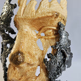 Une larme 35-24 - Sculpture visage dentelle métal et bois