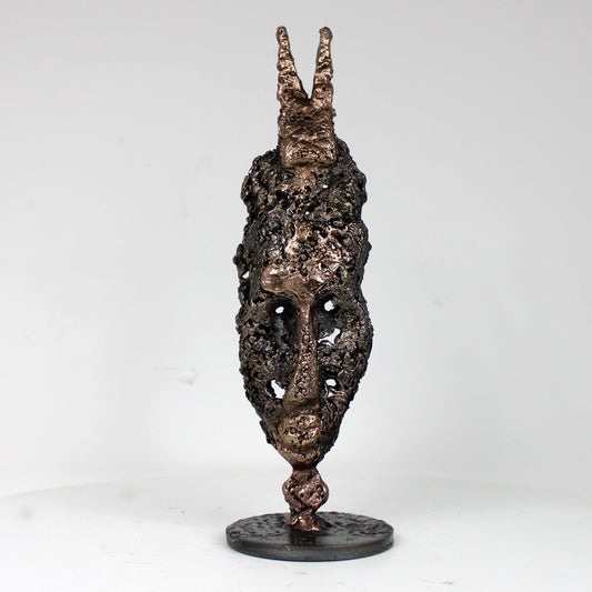 Masque Africain Mardi 42-23- Sculpture metal série de 7 masques semainiers sénégal