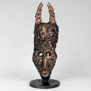 Masque Africain Mercredi 43-23- Sculpture metal série de 7 masques semainiers sénégal