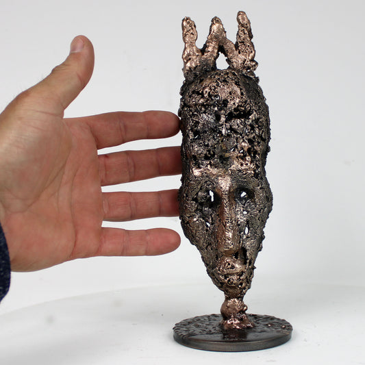 Masque Africain Jeudi 44-23- Sculpture metal série de 7 masques semainiers sénégal