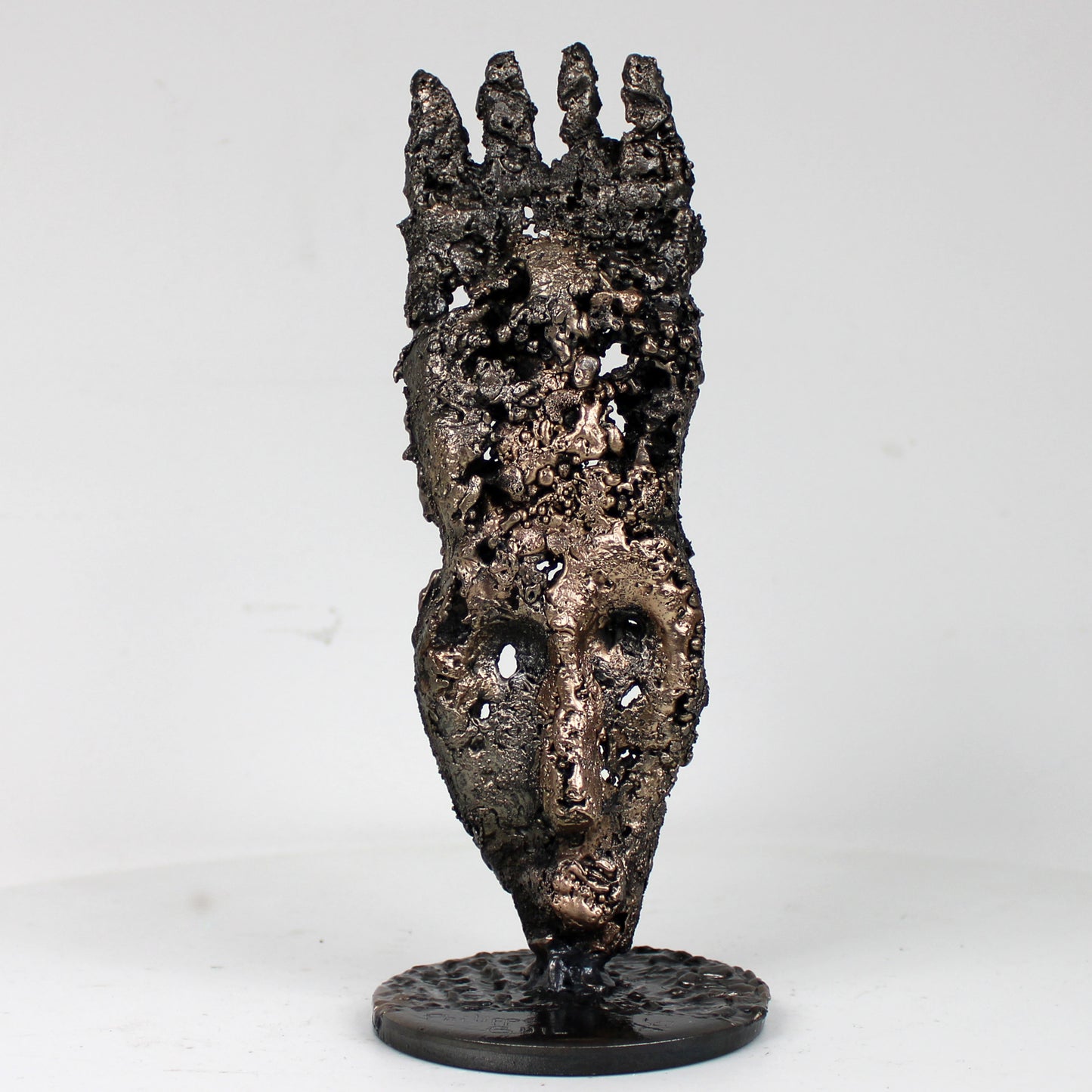 sculpture masque africain samedi peigne bronze acier dentelle métal