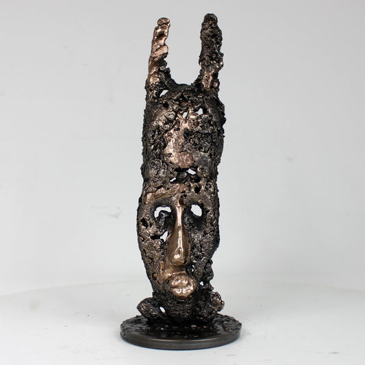 Masque Africain Dimanche 47-23- Sculpture metal série de 7 masques semainiers sénégal