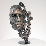 Une larme 48-21 - Sculpture visage métal dentelle bronze acier