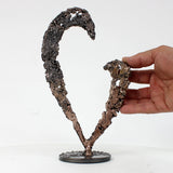 Coeur 50-23 - Sculpture coeur en dentelle de métal bronze et acier