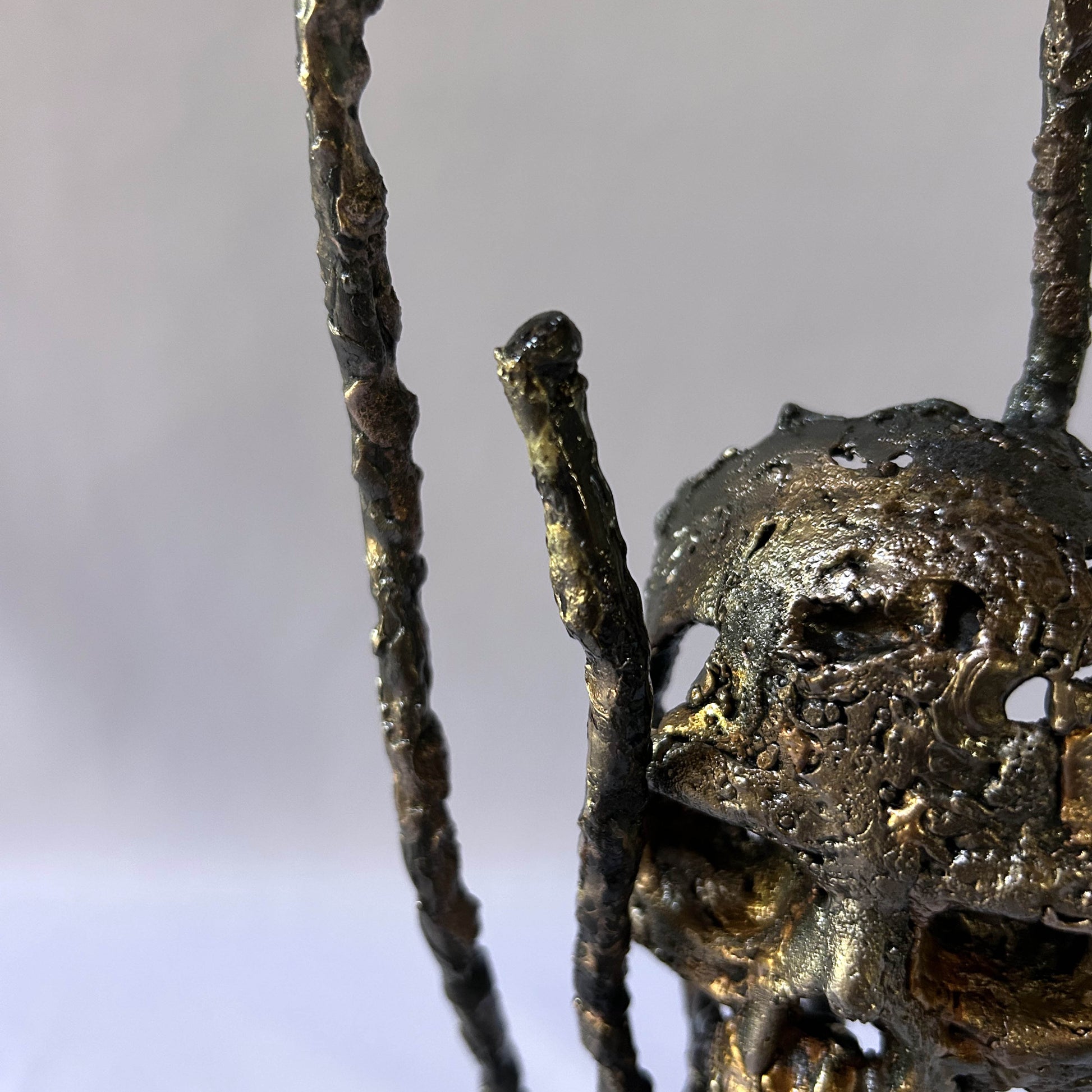 Vanité contemporaine de Philippe Buil : Sculpture tête de mort en dentelle de métal acier et Bronze