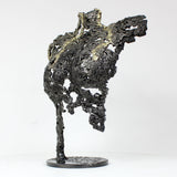 Pavarti Incertitude - Sculpture métal Corps femme dentelle acier et laiton