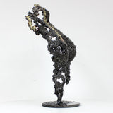 Pavarti Incertitude - Sculpture métal Corps femme dentelle acier et laiton