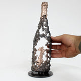 Bouteille champagne 56-23 - Sculpture bouteille dentelle métal acier et bronze