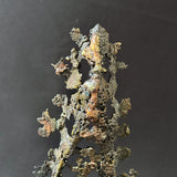 Cette sculpture abstraite de Philippe Buil évoque la légèreté d'une dentelle figée dans le métal.