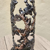 Bouteille de vin 64-23 - Sculpture dentelle métal acier et bronze
