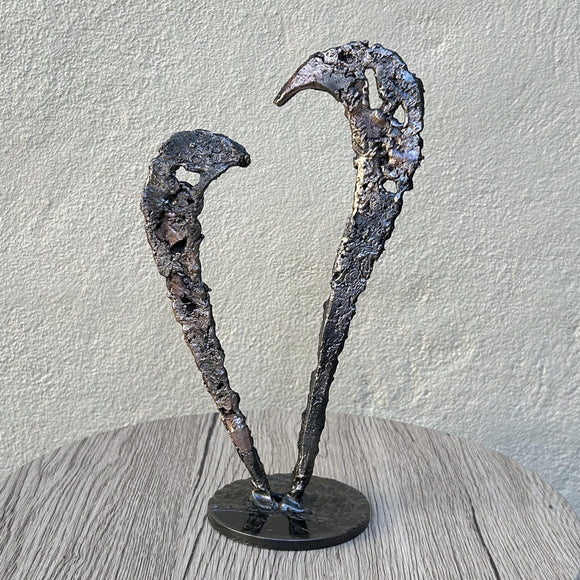 Coeur 73-23 - Sculpture métal - Coeur en dentelle bronze et acier