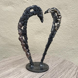 Coeur 77-23 - Sculpture métal - Coeur en dentelle bronze, acier et laiton