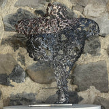 Sculpture Andalouse sacrée de Philippe Buil, buste féminin à taille réelle en dentelle de métal, bronze et acier, série Belisama vue de face