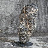 Une larme 80-23 - Sculpture visage dentelle métal acier et bronze