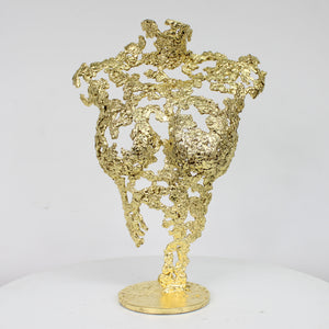 Pavarti Belle de Jour - Sculpture bustier femme dentelle metal et feuilles or 24 carats