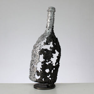 Bouteille champagne CVI - Sculpture bouteille champagne dentelle métal acier et chrome