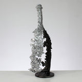 Bouteille champagne CVI - Sculpture bouteille champagne dentelle métal acier et chrome